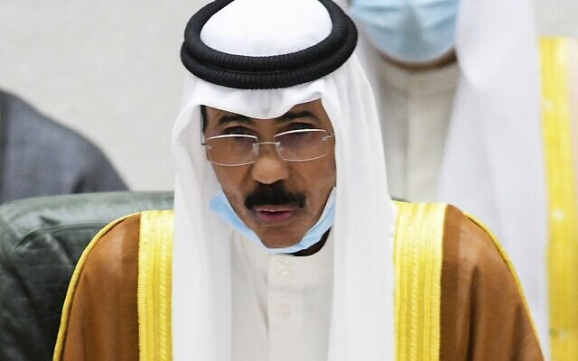 Illustrative: The Emir of Kuwait Sheikh Nawaf Al Ahmad Al Sabah performs the constitutional oath at the Kuwaiti National Assembly, in Kuwait, September 30, 2020. (AP Photo/Jaber Abdulkhaleg, File)