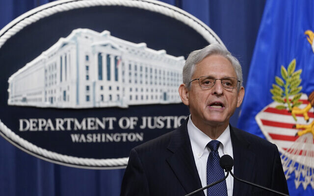 US Attorney General Merrick Garland speaks at the Justice Department Thursday, August 11, 2022, in Washington. (AP/Susan Walsh)