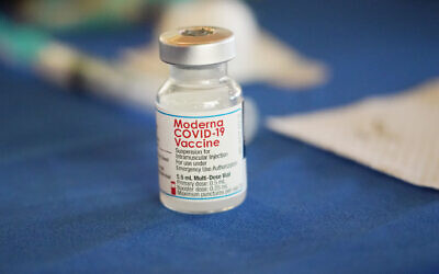 File: A vial of Moderna COVID-19 vaccine, on a table at an inoculation station next to Jackson State University in Jackson, Mississippi, on July 19, 2022. (AP Photo/ Rogelio V. Solis)