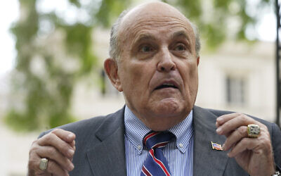 Former New York City mayor Rudy Giuliani speaks during a news conference on June 7, 2022, in New York. (AP/Mary Altaffer)