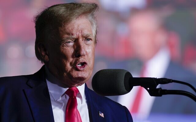 Former US president Donald Trump speaks at a rally, August 5, 2022, in Waukesha, Wisconsin. (AP Photo/Morry Gash, File)
