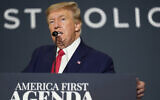 Former President Donald Trump speaks at an America First Policy Institute agenda summit at the Marriott Marquis in Washington, July 26, 2022. (AP/Andrew Harnik)