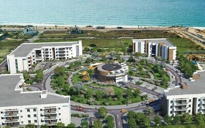 New luxury retirement complex currently under construction in Ashkelon, August 2022. (Courtesy: David Zwebner)