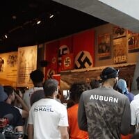 Members of the Auburn Tigers tour the Holocaust History Museum at Yad Vashem on August 3, 2022 (Courtesy/MFA)