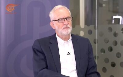 Screen capture from video of former UK Labour party leader Jeremy Corbyn during an interview with Al-Mayadeen, July 2022. (YouTube)