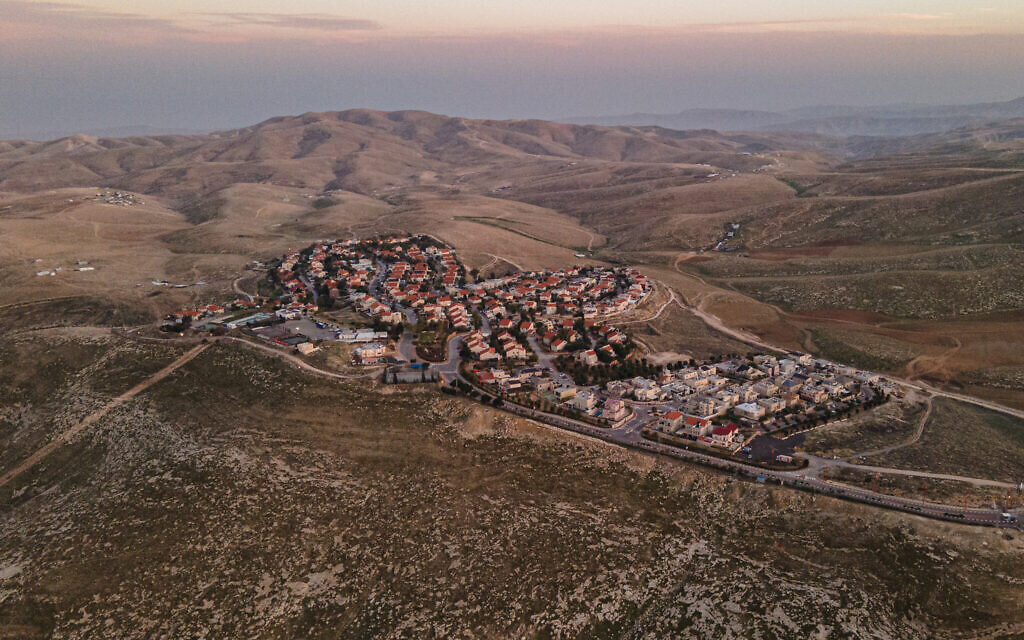 Illustrative: A view of Ma'ale Adumim in the West Bank, and the surrounding desert, January 26, 2021. (Yaniv Nadav/Flash90)