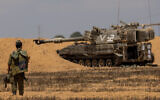Israel Defense Force Artillery Corps near the Israeli border with Gaza on August 6, 2022. (Yonatan Sindel/Flash90)