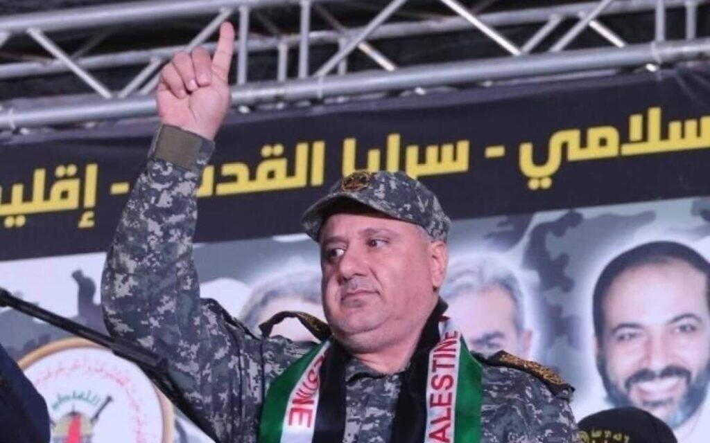 Tayseer Jabari, the commander of the Palestinian Islamic Jihad in northern Gaza, in an undated photo. Jabari was targeted and killed in an Israeli airstrike on August 5, 2022. (Social media)