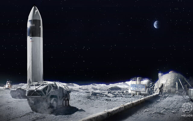 An illustration of an oxygen depot on the moon by Israeli startup Helios. (Helios)