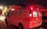 A Magen David Adom (MDA) ambulance at the scene of a suspected murder in Ramle, August 27, 2022 in which a 40-year-old man was killed. (MDA)