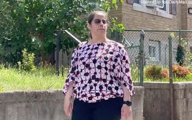 Screen capture from video of Silvana Fardos, whose son Hadi Matar is accused of stabbing author Salman Rushdie in New York, August 2022. (Daily Mail)