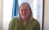 OCHA OPT Head Sarah Muscroft speaks in a video address on June 10, 2021. (Screen capture/YouTube)