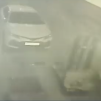 CCTV footage of a vandal attacking MK Ali Salalha's car outside Meretz HQ in Tel Aviv on August 16th 2022 (Screenshot: Kan/Twitter)