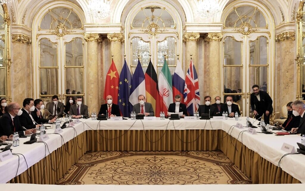 The Joint Comprehensive Plan of Action Joint Commission meets in Vienna on Dec. 17, 2021. (EU Delegation in Vienna/Handout via Xinhua via JTA)