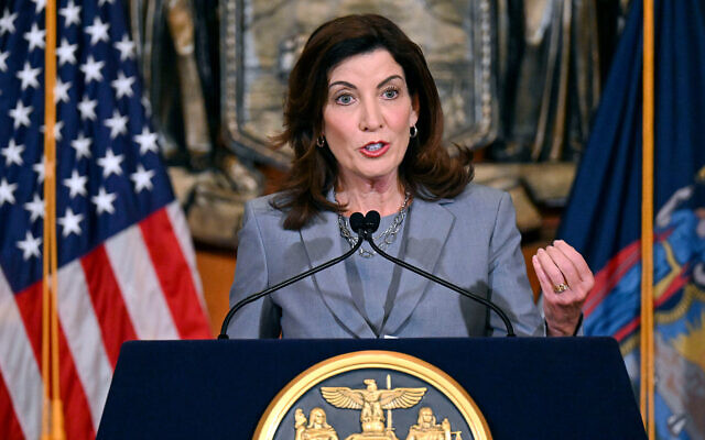 Illustrative: New York Governor Kathy Hochul at the state Capitol in Albany, New York, July 1, 2022. (AP Photo/Hans Pennink, File)