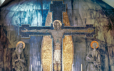 An undated picture of "The Crucifixion," a mural made by Hungarian artist George Mayer-Marton, at the former Holy Rosary church in the town of Oldham, Britain. (G MAYER-MARTON ESTATE)