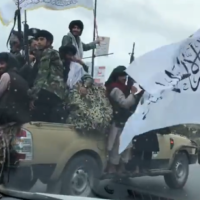 Taliban fighters hold a parade in Kabul, marking one year since taking over the Afghan capital. (video screenshot)