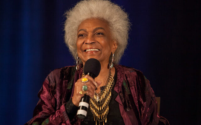 Actor Nichelle Nichols speaks during the Creation Entertainment's Official Star Trek Convention at The Westin O'Hare in Rosemont, Illinois, June 8, 2014. (Photo by Barry Brecheisen/Invision/AP, File)