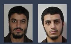 This photo released by the Shin Bet security agency on August 15, 2022, shows Arab Israelis  Muhammad Farouk Yousef Agbaria and Abd al-Mahdi Masoud Muhammad Jabarin, who were arrested for alleged ties to the Islamic State jihadist group. (Shin Bet)