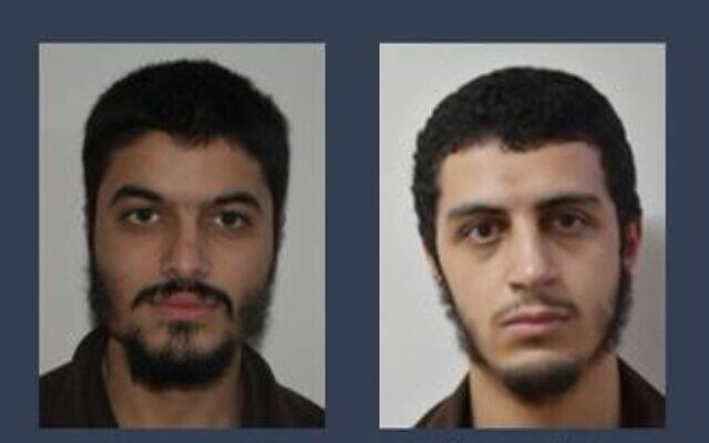 This photo released by the Shin Bet security agency on August 15, 2022, shows Arab Israelis  uhammad Farouk Yousef Agbaria and Abd al-Mahdi Masoud Muhammad Jabarin, who were arrested for alleged ties to the Islamic State jihadist group. (Shin Bet)