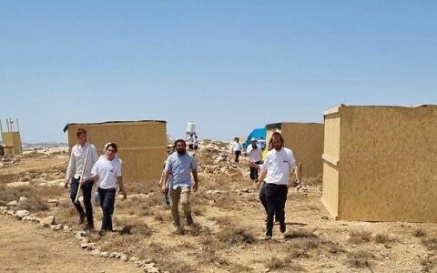 Ultra-Orthodox activists set up an illegal settlement outpost in the southern West Bank on August 16, 2022 (Courtesy Residents of Derech Emunah)