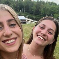Halleli Busheri (left) and Tair Offir, two shlichim, emissaries on staff at Camp Ramah in the Poconos during summer 2022 (Courtesy)