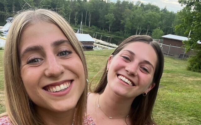 Halleli Busheri (left) and Tair Offir, two shlichim, emissaries on staff at Camp Ramah in the Poconos during summer 2022 (Courtesy)