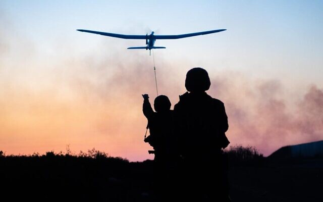 Israeli troops launch a drone during Operation Breaking Dawn, in an image published by the military on August 9, 2022. (Israel Defense Forces)