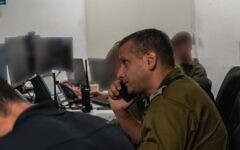Samaria Regional Brigade Commander Roy Zweig is seen at a command post during a military operation in Nablus, August 9, 2022 (Israel Defense Forces)