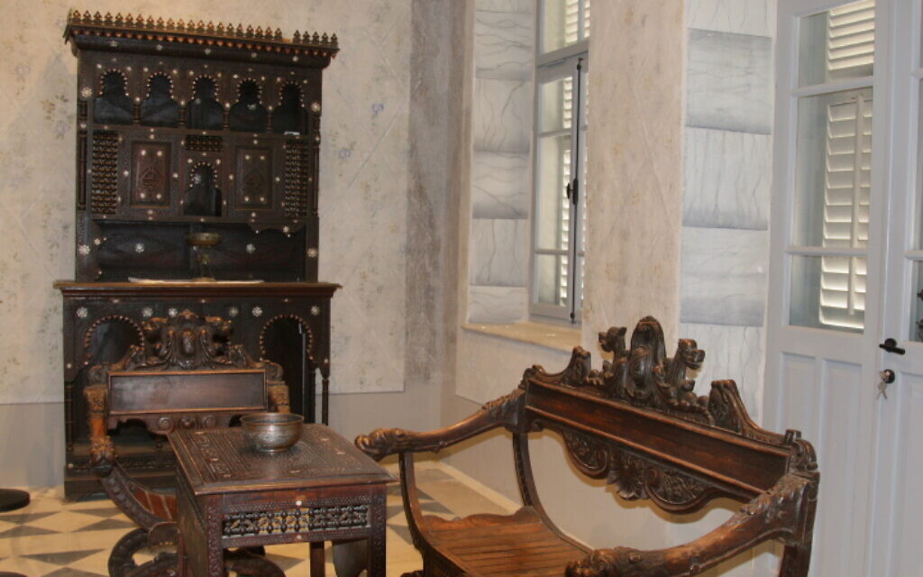 The furniture from Eliezer Ben-Yehuda's home as part of the 'In the Salon of Ben-Yehuda' exhibit at Rishon Lezion's