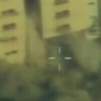 Screenshot from IDF footage of an airstrike on a Gaza apartment in which Tayseer Jabari, the commander of the Palestinian Islamic Jihad in northern Gaza, was killed, August 5, 2022. (IDF)