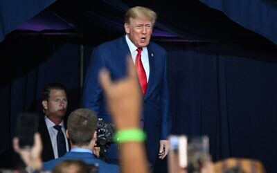 Former US President Donald Trump arrives for a campaign rally in support of Doug Mastriano for Governor of Pennsylvania and Mehmet Oz for US Senate at Mohegan Sun Arena in Wilkes-Barre, Pennsylvania on September 3, 2022. (Ed JONES / AFP)