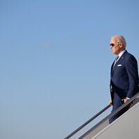 US President Joe Biden steps off Air Force One upon arrival at Andrews Air Force Base in Maryland on September 14, 2022. (MANDEL NGAN/AFP)