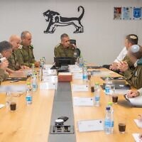IDF chief Aviv Kohavi meets with senior military officials at the Central Command headquarters in Jerusalem, September 28, 2022. (Israel Defense Forces)