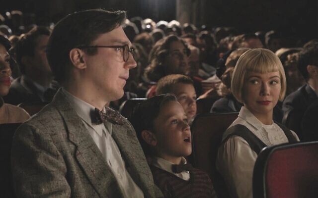 From left to right: Paul Dano, Mateo Zoryna Francis-Deford, and Michelle Williams as fictionalized members of Steven Spielberg's family in his film, 'The Fabelmans.' (2022 Universal Pictures and Amblin Entertainment via JTA)