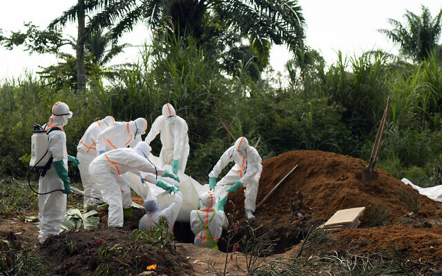 Illustrative: An Ebola victim is put to rest at the Muslim cemetery in Beni, in Congo, on July 14, 2019. (AP Photo/Jerome Delay, File)
