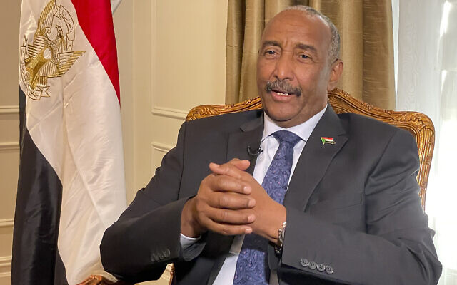 Sudan's ruling General Abdel Fattah al-Burhan answers questions during an interview, September 22, 2022, in New York. (AP Photo/Aron Ranen)