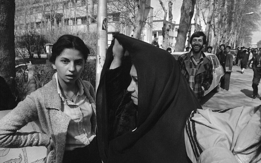 Iranian women in religious and western style dress demonstrate for equal rights in Tehran, March 12, 1979. (Richard Tomkins/AP)