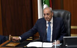 Lebanese Parliament Speaker Nabih Berri opens the session to elect a president at the parliament building in downtown Beirut, Lebanon, September 29, 2022. (AP Photo/Bilal Hussein)