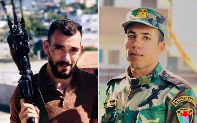 Ahmed Abed (right) and Abdul Rahman Abed, who opened fire at IDF troops, killing one, and were killed in the subsequent firefight on September 14, 2022 (Composite image: Twitter)