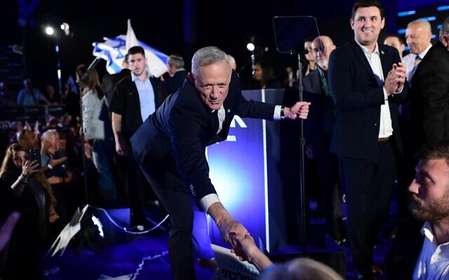National Unity party head Benny Gantz launches his party's campaign for the upcoming elections, September 6, 2022. (Tomer Neuberg/Flash90)