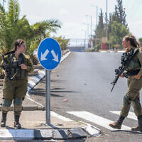 File: Israeli soldiers block the entrance to the Jalamah checkpoint near the West Bank city of Jenin, September 14, 2022.(David Cohen/Flash90)