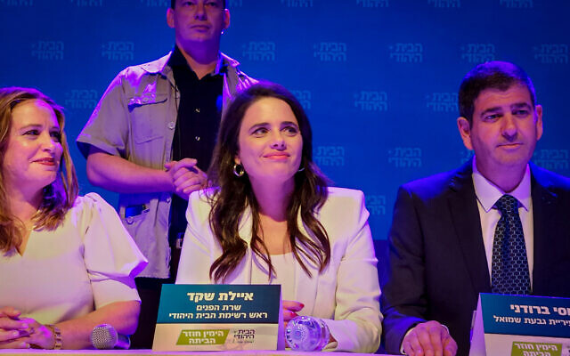 Jewish Home party leader Ayelet Shaked during an election campaign event in Givat Shmuel, September 20, 2022. (Flash90)