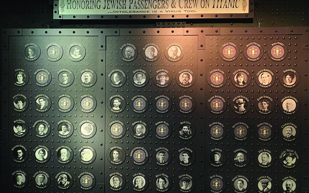 Display of known Jewish passengers and crew of the Titanic at the Titanic Museum in Pigeon Forge, Tennessee. (Marshall Weiss/ Dayton Jewish Observer)