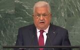 Palestinian Authority President Mahmoud Abbas addresses the United Nations General Assembly, September 23, 2022. (Screenshot)