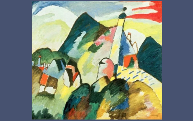 The Wassily Kandinsky painting 'View of Murnau with Church,' which was returned in September 2022 to the descendants of a Jewish art collector who was murdered in the Holocaust. (Public domain)