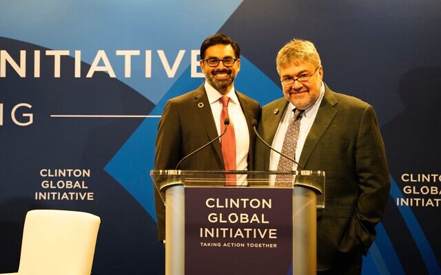 WHO Foundation CEO Anil Soni with OurCrowd founder and CEO Jon Medved, September 2022. (Aurelio Di Muzio)