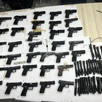 Weapons seized by security forces in the Jordan Valley, after an alleged gun-smuggling attempt over the border with Jordan on September 24, 2022. (Israel Defense Forces)