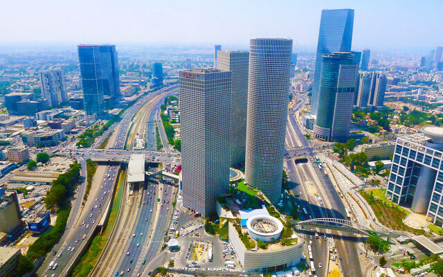 An aerial view of the Azrieli compound area. (Oren Kfir via iStock by Getty Images)