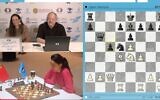 Ilya Smirin (top right) with co-commentator Fiona Steil-Antoni in a live stream of the Women's Grand Prix chess tournament, September 27, 2022. (Screen capture/YouTube)